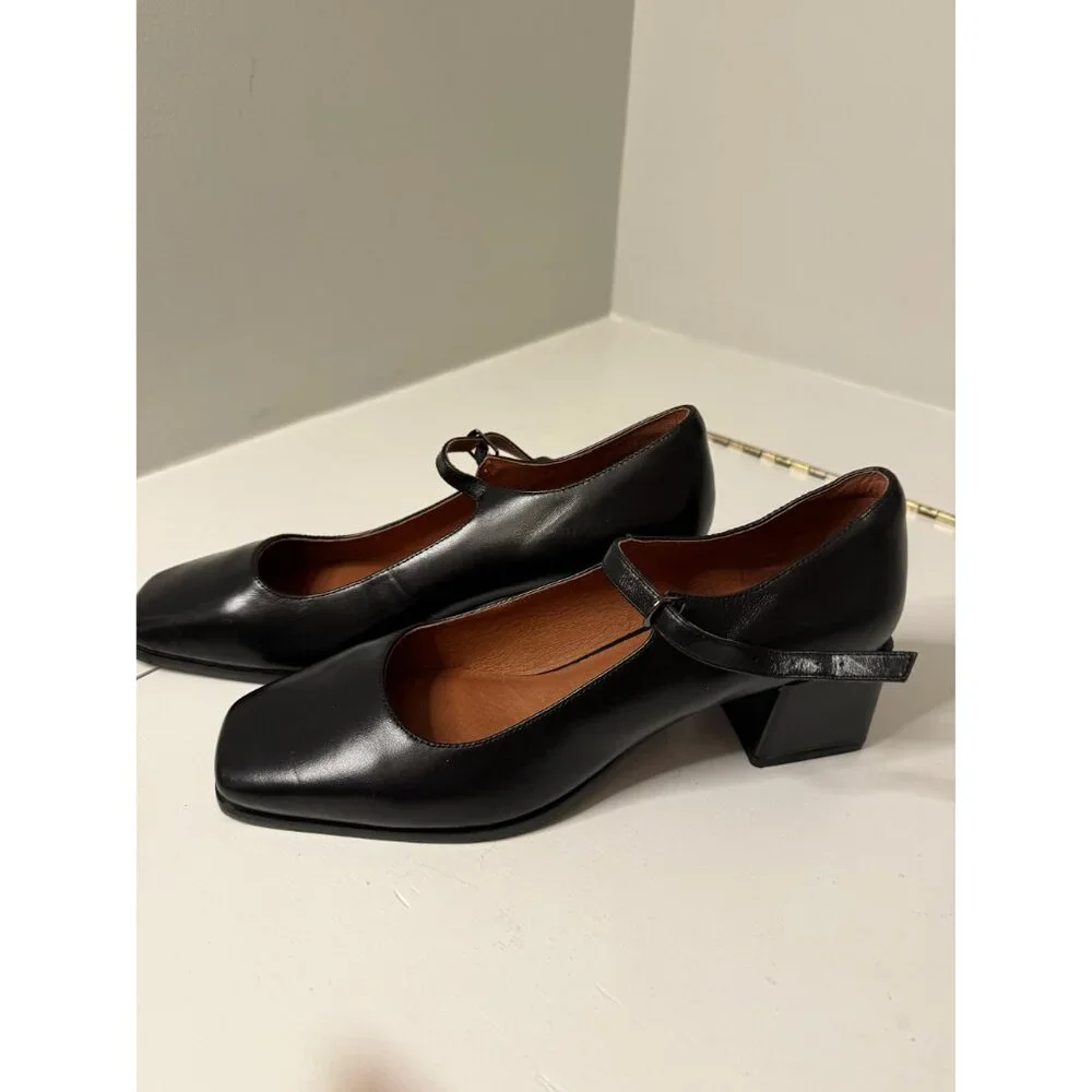Intentionally Blank Christopher Mary Jane Heel Black Leather US 11 NEW $198 - Picture 8 of 15